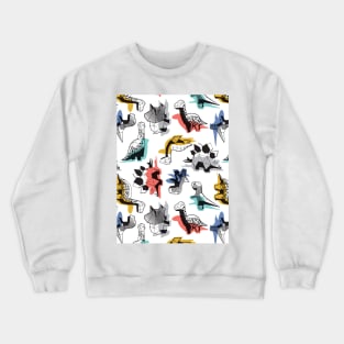 Geometric Dinos // pattern // non directional design white background multicoloured dinosaurs shadows Crewneck Sweatshirt